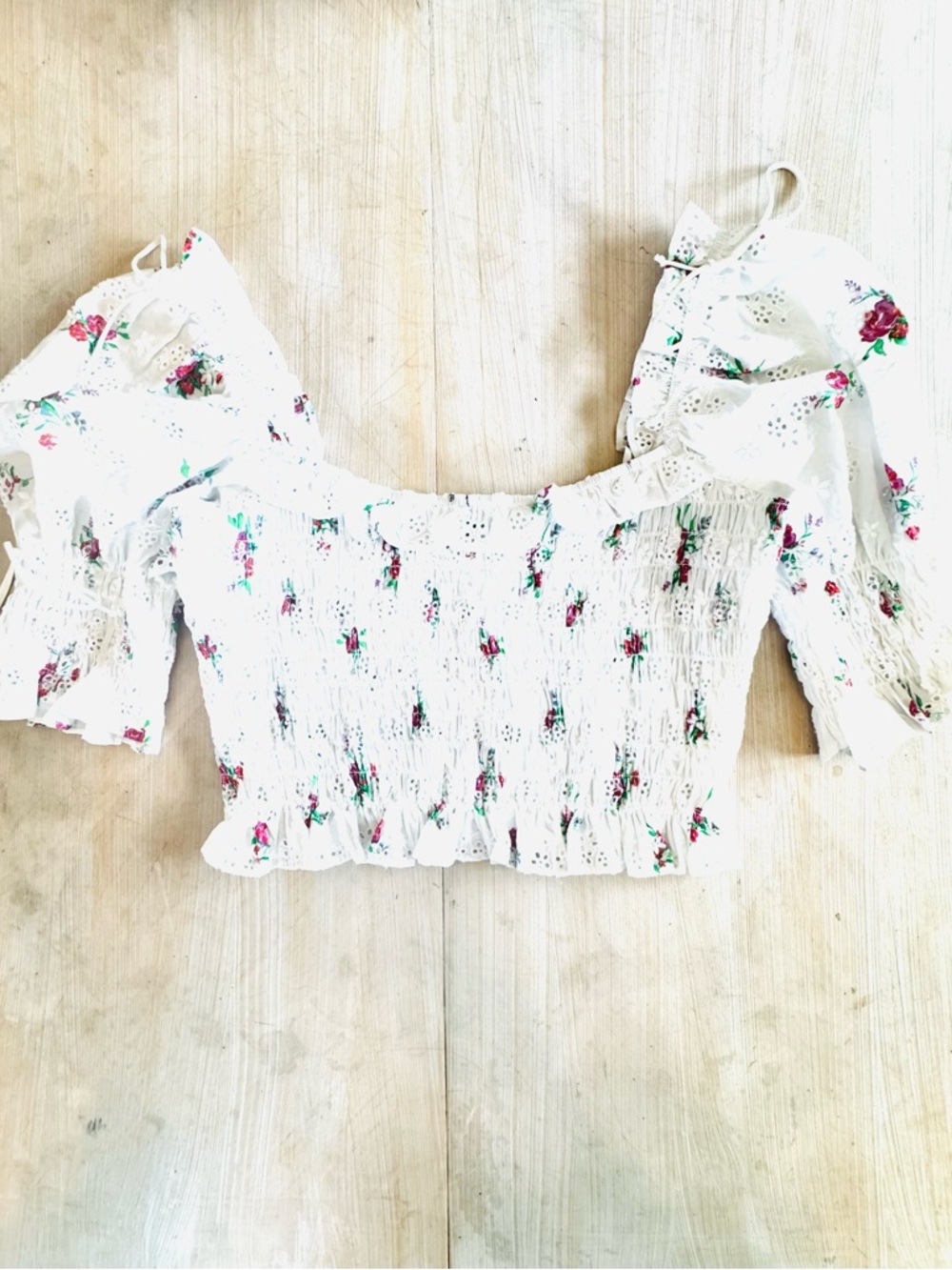 For Love & Lemons Tarte Eyelet Smocked Blouse - Picture 3 of 9